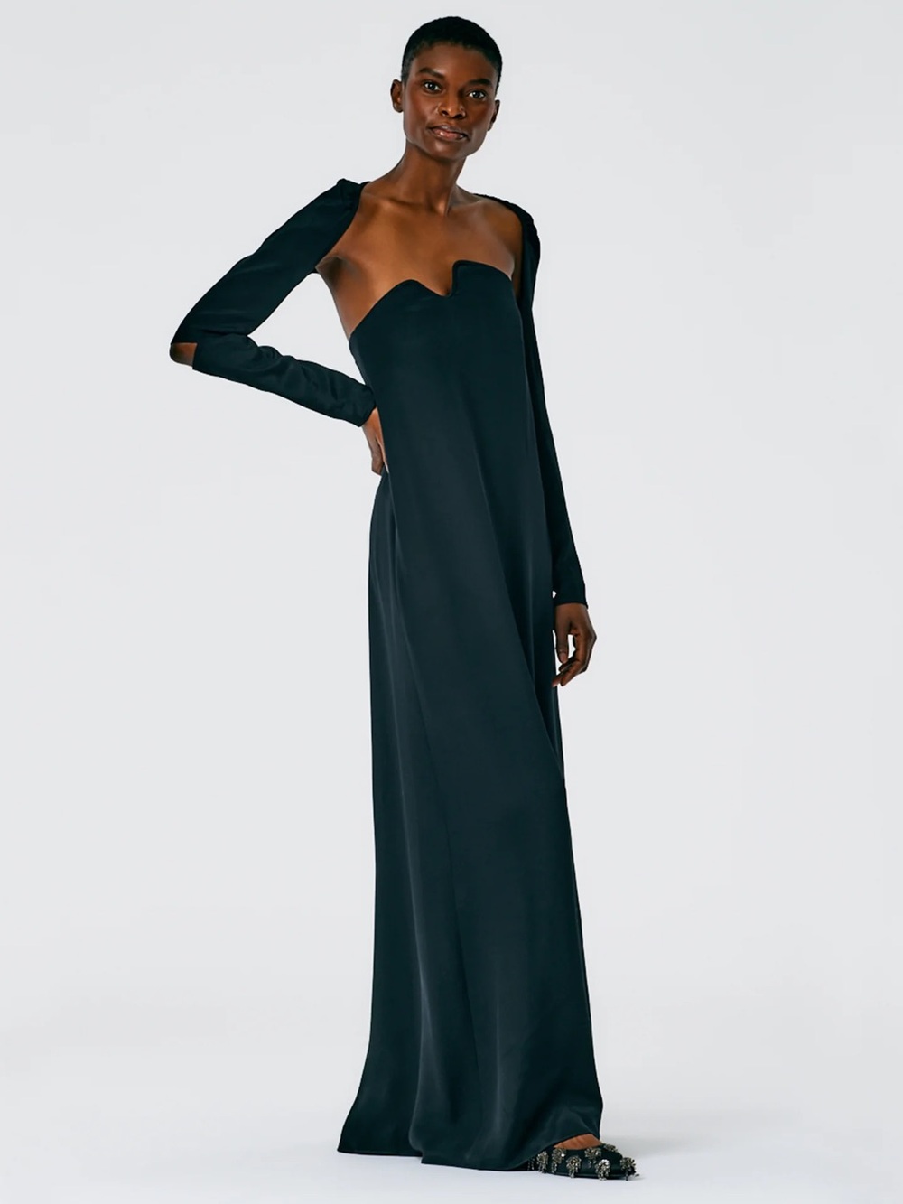 Tibi Black Silk Assymetrical Strapless Evening Gown - Picture 9 of 9